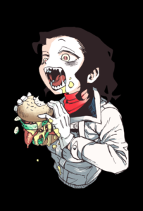 バーガーを食らうもみじ
